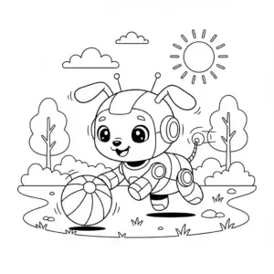 דף צביעה של כלב רובוט להדפסה