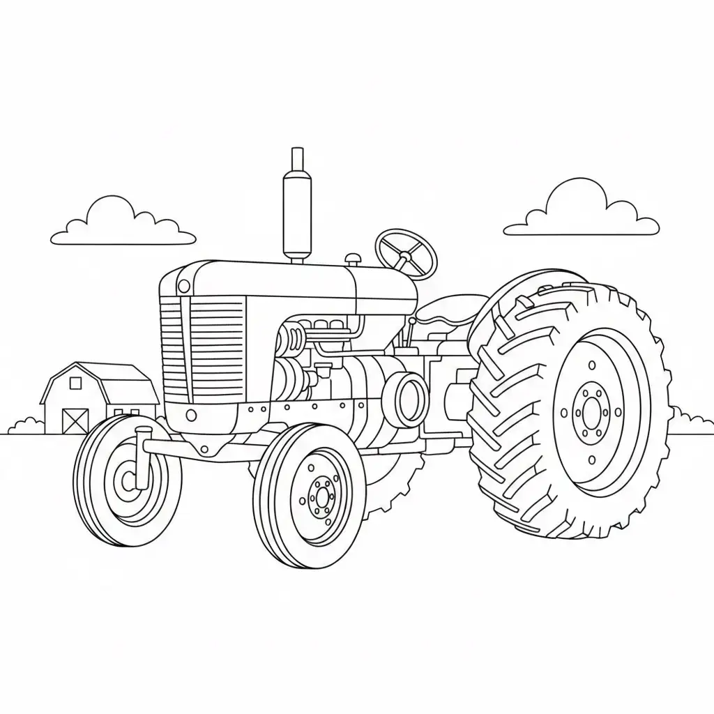דף צביעה של טרקטור שדה להדפסה