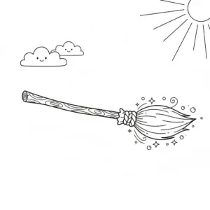 דף צביעה של מטאטא מעופף להדפסה