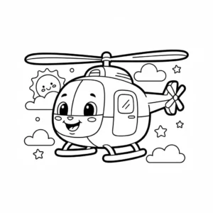 דף צביעה של מסוק לתינוקות להדפסה