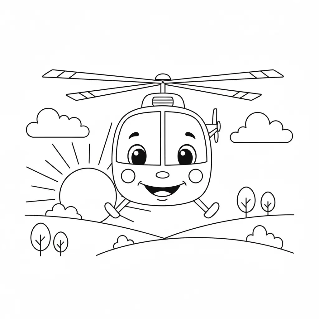 דף צביעה של פנים של מסוק להדפסה