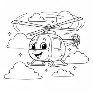 דף צביעה של מסוק מרחף בשמים להדפסה