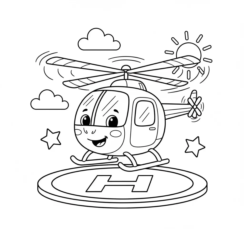 דף צביעה של מסוק ממריא להדפסה