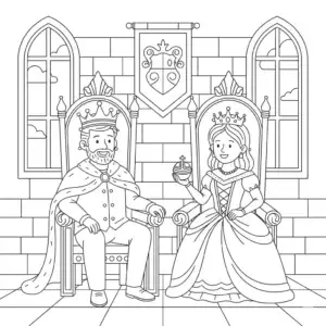 דף צביעה של מלך ומלכה להדפסה