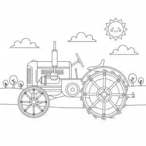 דף צביעה של טרקטור גדול ישן להדפסה