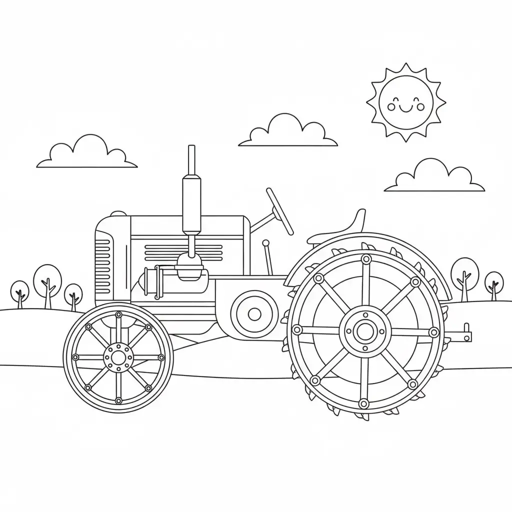 דף צביעה של טרקטור גדול ישן להדפסה