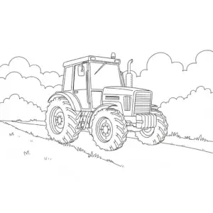 דף צביעה של טרקטור על השביל להדפסה