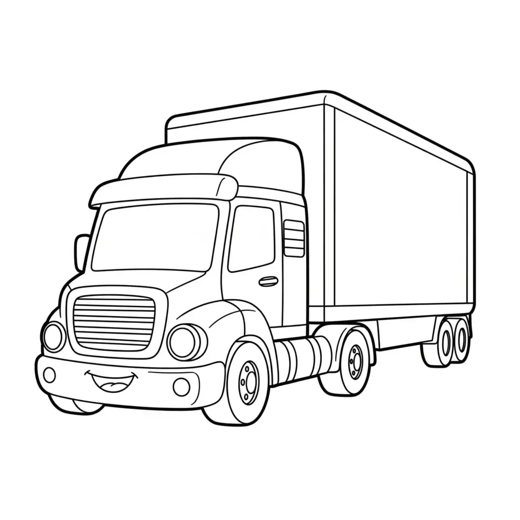 דף צביעה של משאית ארוכה להדפסה