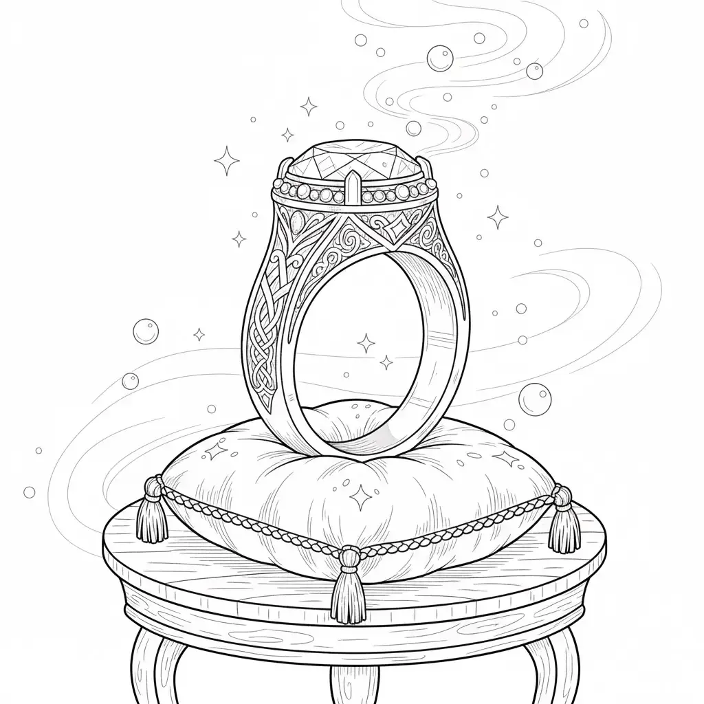 דף צביעה של טבעת קסומה להדפסה