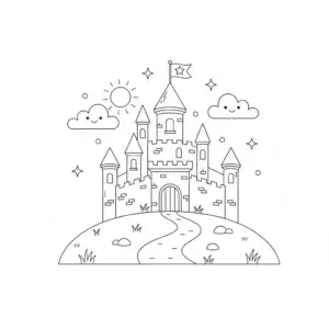 דף צביעה של טירה קסומה להדפסה