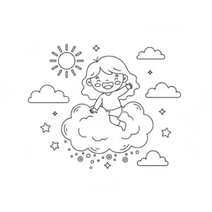 דף צביעה של ענן קסום להדפסה