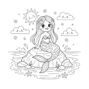 דף צביעה של בת ים קסומה להדפסה