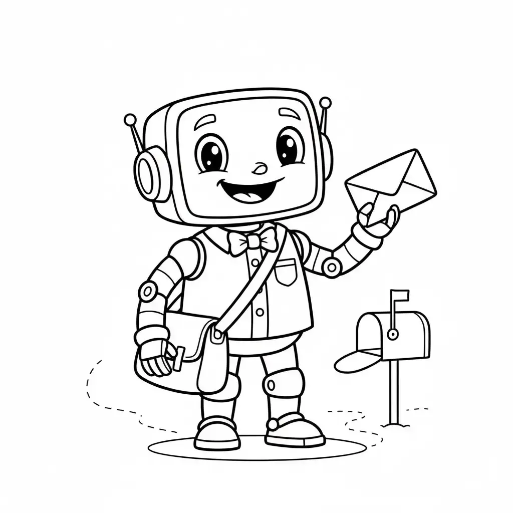 דף צביעה של רובוט דוור להדפסה