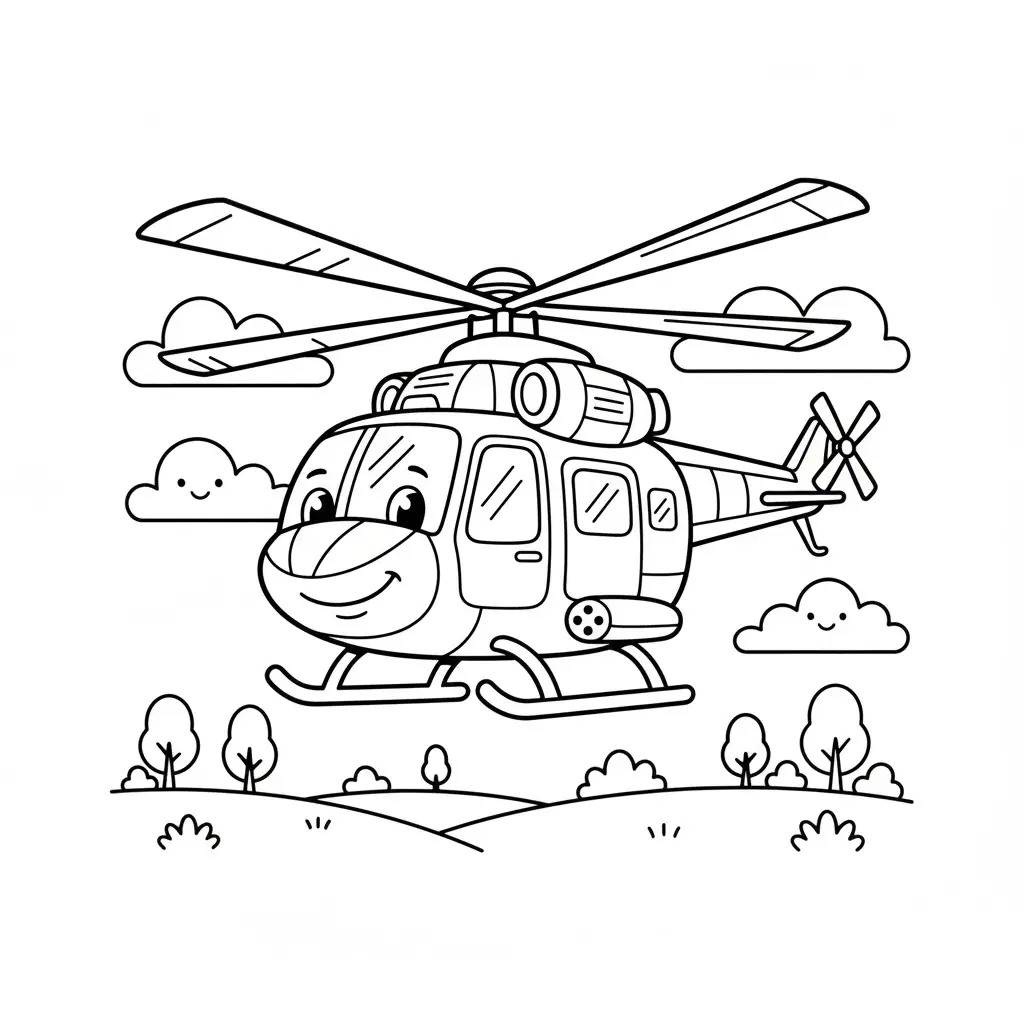 דף צביעה של מסוק צבאי להדפסה