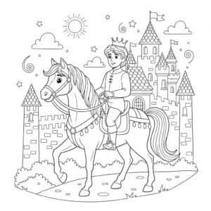 דף צביעה של נסיך בטירה להדפסה