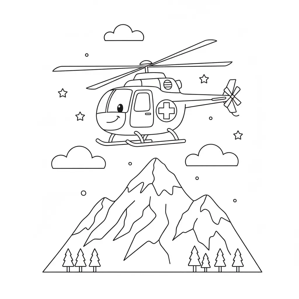 דף צביעה של מסוק חילוץ להדפסה