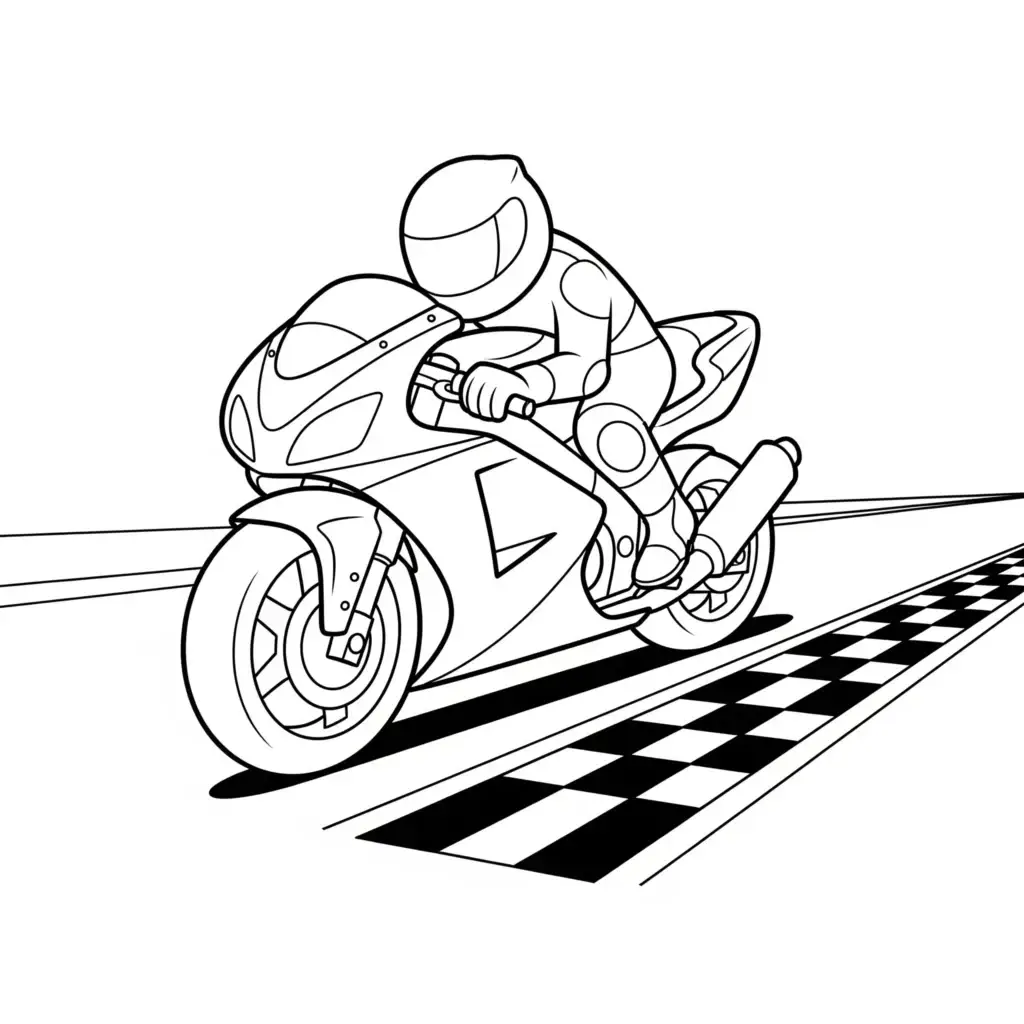 דף צביעה של רוכב על אופנוע ספורט להדפסה