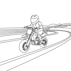 דף צביעה של רוכב על אופנוע סופרמוטו להדפסה