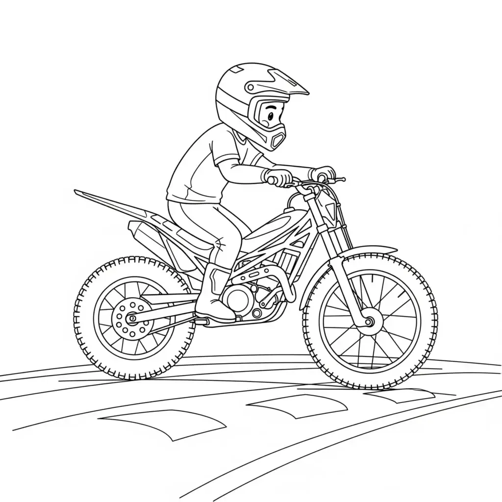 דף צביעה של רוכב על אופנוע שטח להדפסה