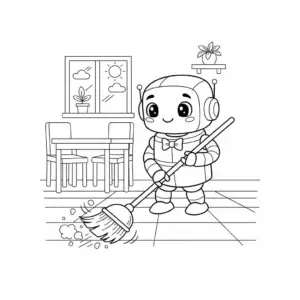 דף צביעה של רובוט מנקה להדפסה