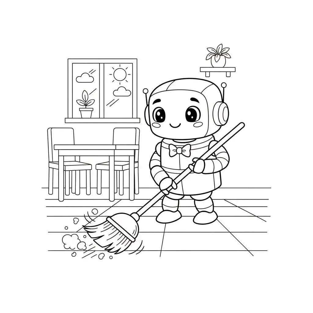 דף צביעה של רובוט מנקה להדפסה