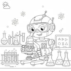 דף צביעה של רובוט עושה מחקר להדפסה