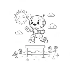 דף צביעה של רובוט קופץ להדפסה