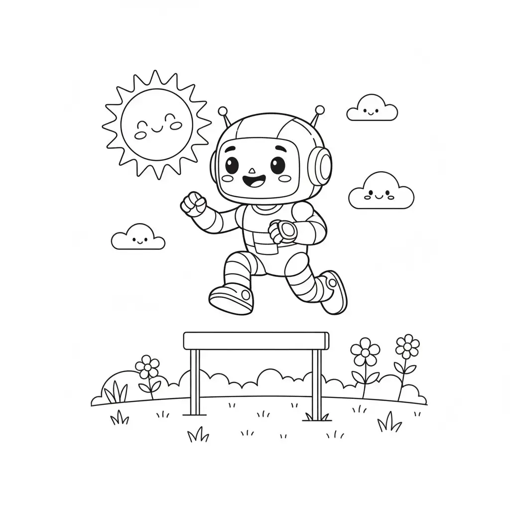 דף צביעה של רובוט קופץ להדפסה