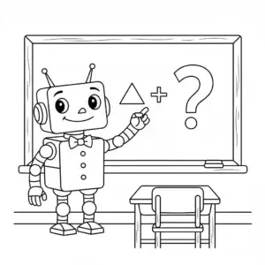 דף צביעה של רובוט מלמד להדפסה