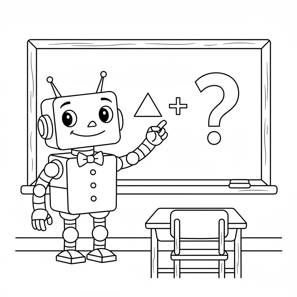 דף צביעה של רובוט מלמד להדפסה