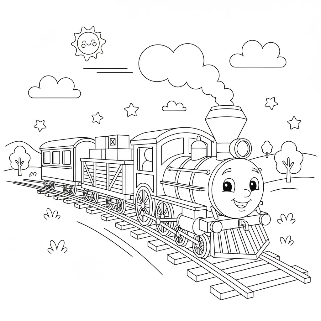 דף צביעה של רכבת משא קצרה להדפסה