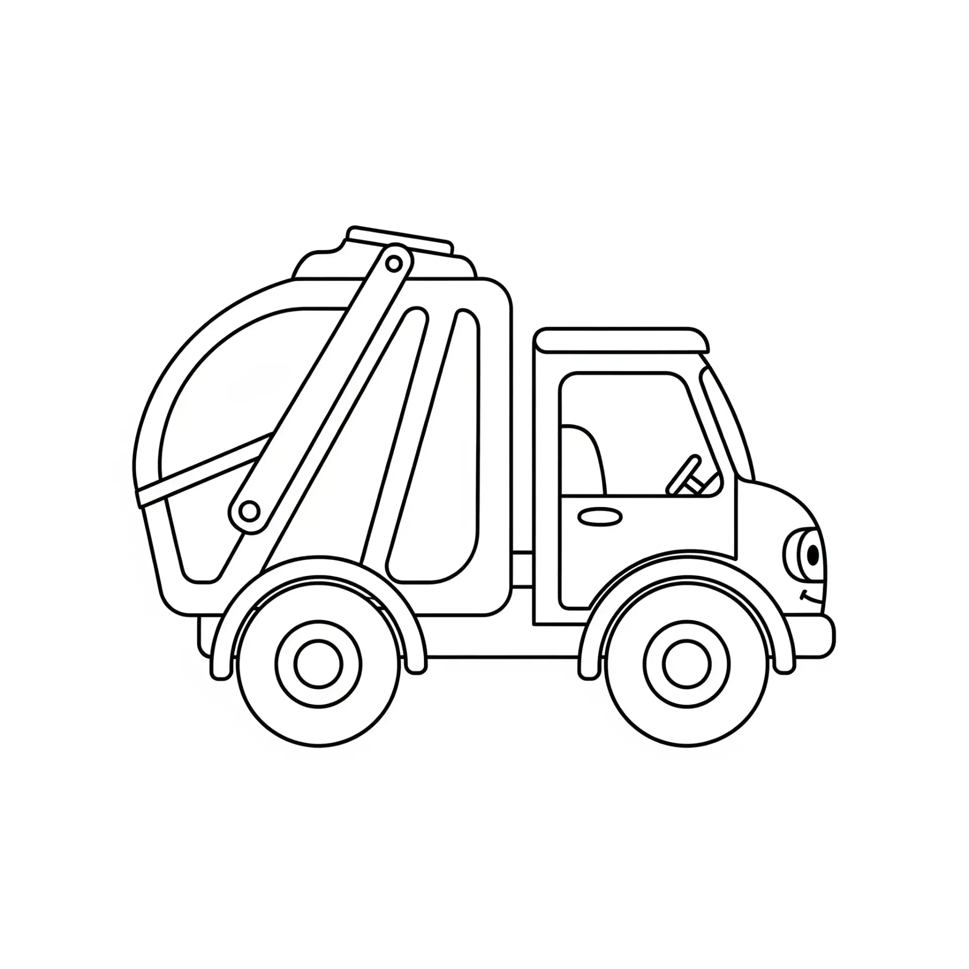 דף צביעה של משאית זבל פשוטה להדפסה