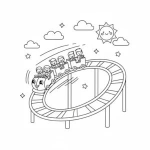 דף צביעה של רכבת הרים קטנה להדפסה