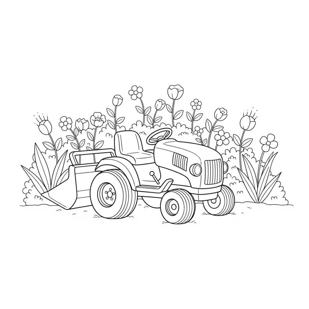 דף צביעה של טרקטור קטן להדפסה