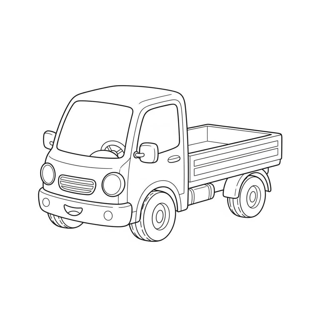 דף צביעה של משאית קטנה להדפסה