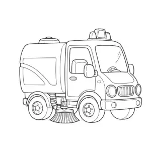 דף צביעה של משאית מנקה רחובות מתוקה להדפסה
