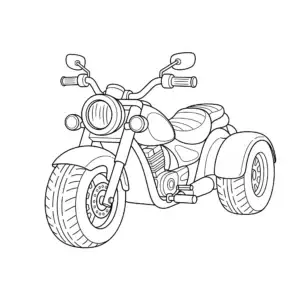 דף צביעה של אופנוע תלת גלגלי להדפסה