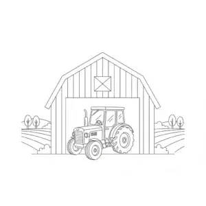 דף צביעה של טרקטור באסם להדפסה