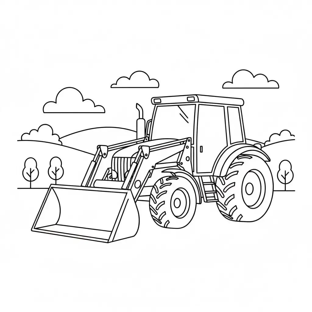 דף צביעה של טרקטור שופל להדפסה