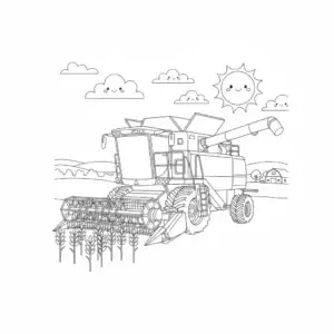 דף צביעה של טרקטור קוצר להדפסה