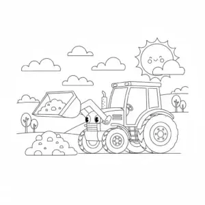 דף צביעה של טרקטור מרים אדמה להדפסה