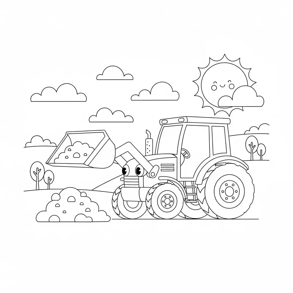 דף צביעה של טרקטור מרים אדמה להדפסה