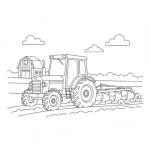 דף צביעה של טרקטור חורש שדה להדפסה