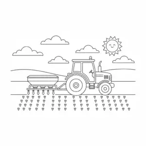 דף צביעה של טרקטור זורע זרעים להדפסה
