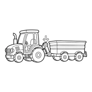 דף צביעה של טרקטור עם עגלה להדפסה
