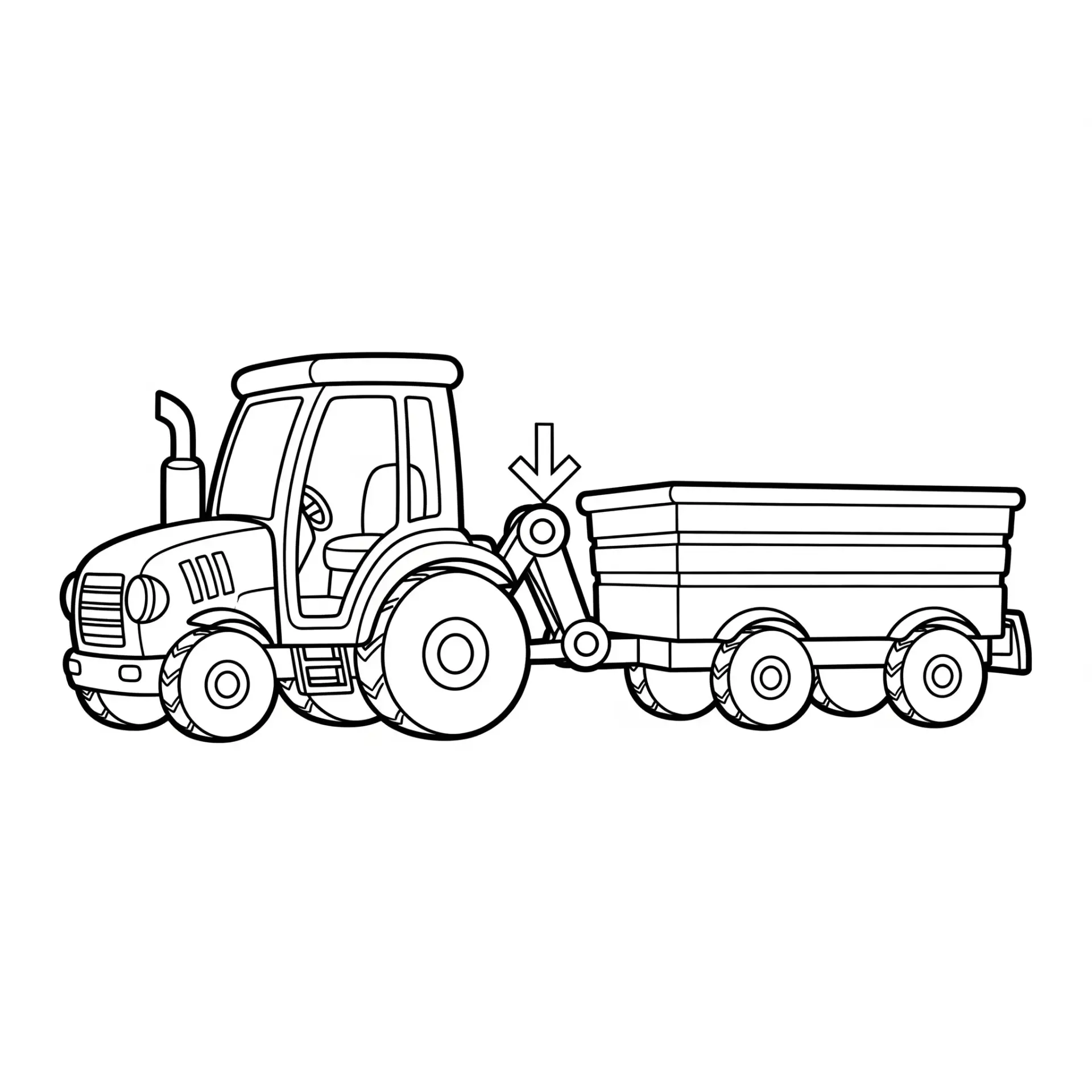 דף צביעה של טרקטור עם עגלה להדפסה