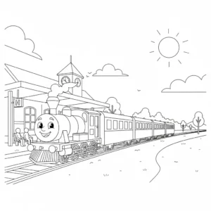 דף צביעה של רכבת בתחנה להדפסה