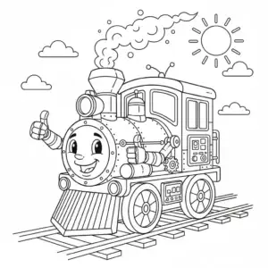 דף צביעה של רובוט רכבת להדפסה