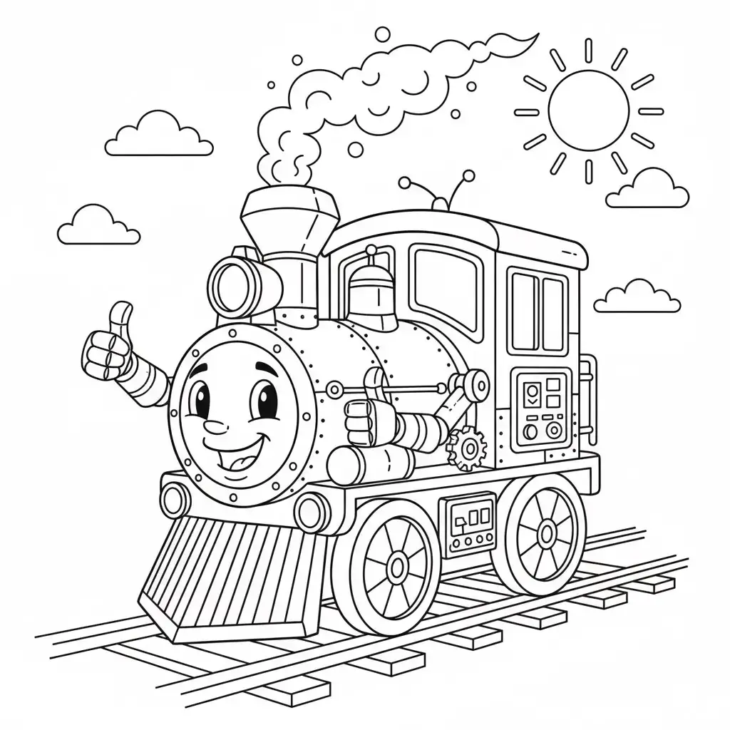 דף צביעה של רובוט רכבת להדפסה