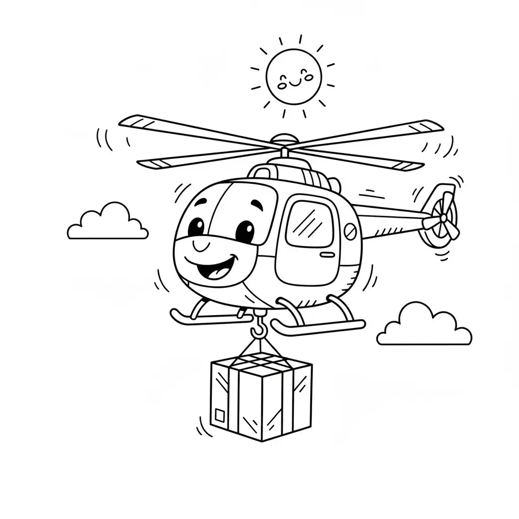 דף צביעה של מסוק תובלה להדפסה